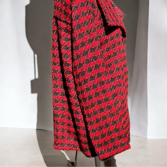 🌻NEW w/tag LuLu-B Red & Black Herringbone Collared Jacket Size XL - Picture 5 of 13